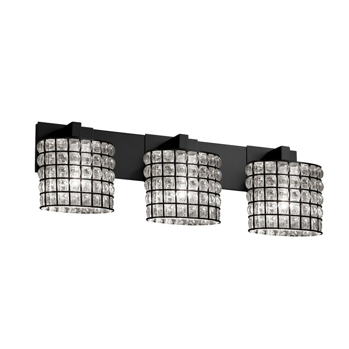 Justice Designs WGL-8923-30-GRCB-MBLK Three Light Bath Bar, Matte Black