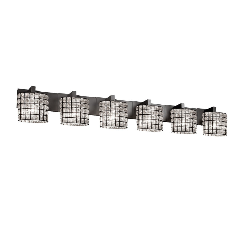 Justice Designs WGL-8926-30-GRCB-MBLK Six Light Bath Bar, Matte Black
