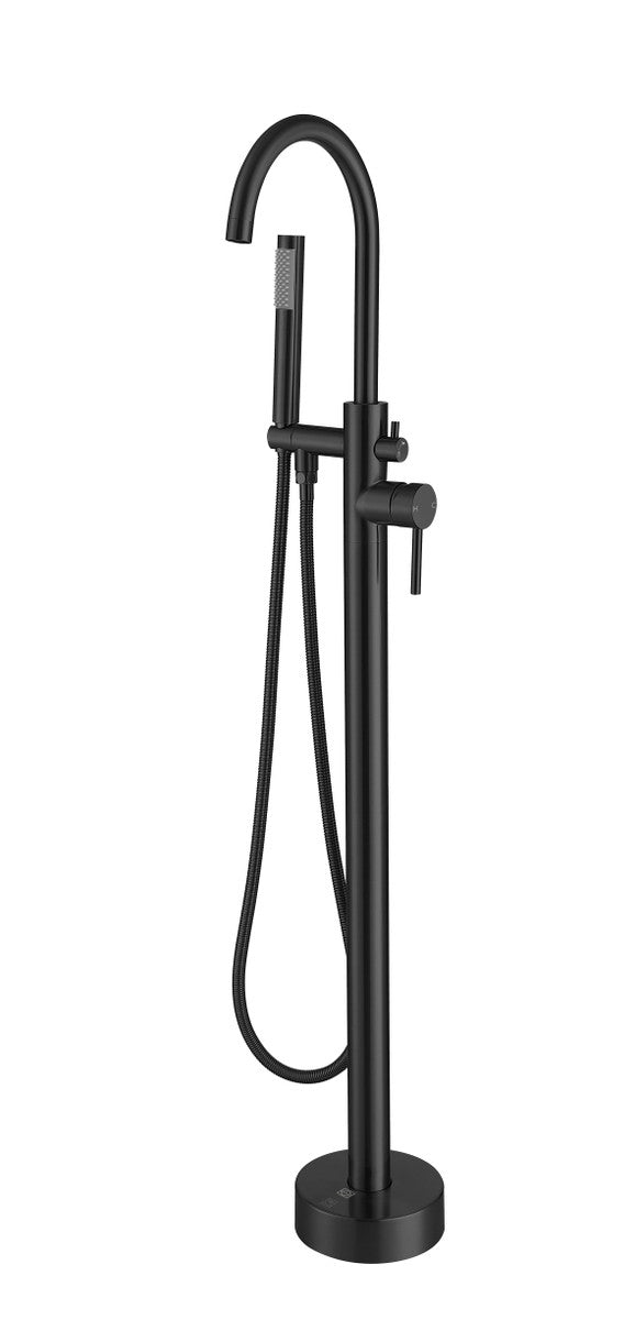 Elegant Lighting FAT-8001MBK Floor Mounted Roman Tub Faucet, Matte Black
