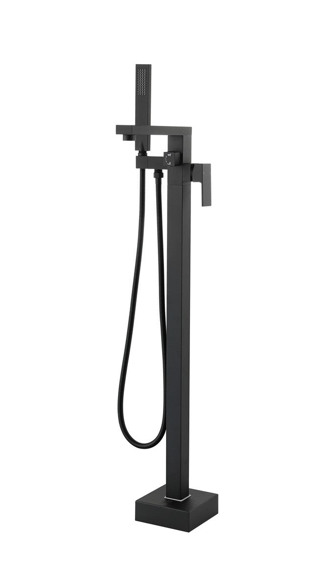 Elegant Lighting FAT-8002MBK Floor Mounted Roman Tub Faucet, Matte Black