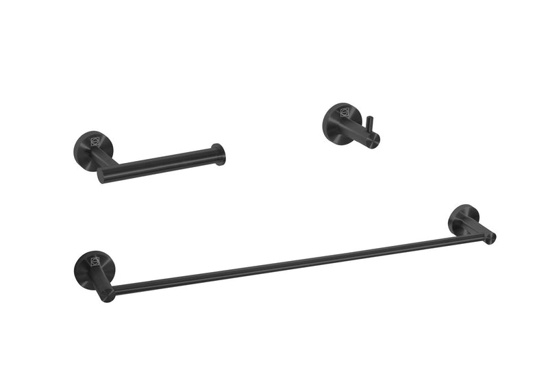 Elegant Lighting HWB-11S3HMBK 3-Piece Bathroom Hardware Set, Matte Black