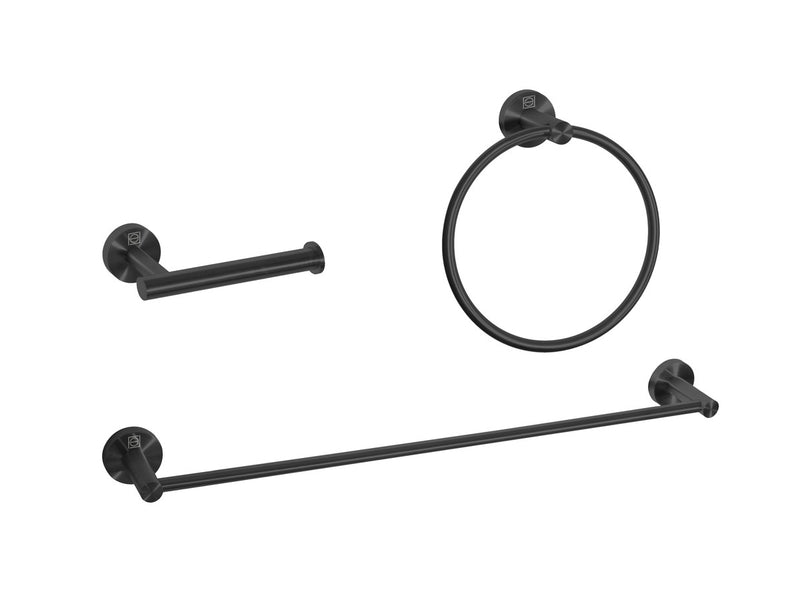 Elegant Lighting HWB-11S3RMBK 3-Piece Bathroom Hardware Set, Matte Black