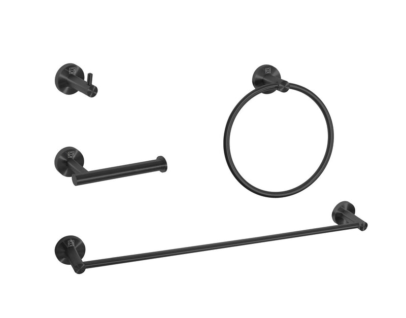 Elegant Lighting HWB-11S4MBK 4-Piece Bathroom Hardware Set, Matte Black