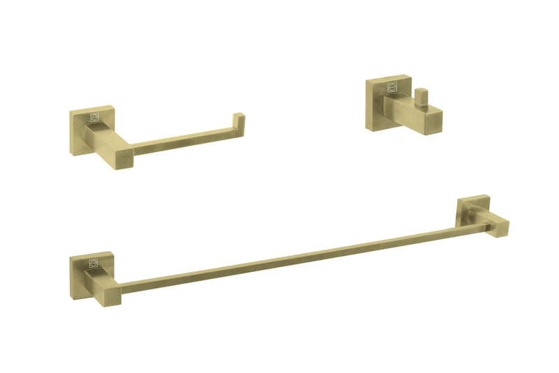 Elegant Lighting HWB-12S3HBGD 3-Piece Bathroom Hardware Set, Brushed Gold