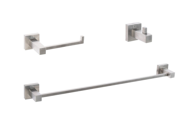 Elegant Lighting HWB-12S3HBNK 3-Piece Bathroom Hardware Set, Brushed Nickel