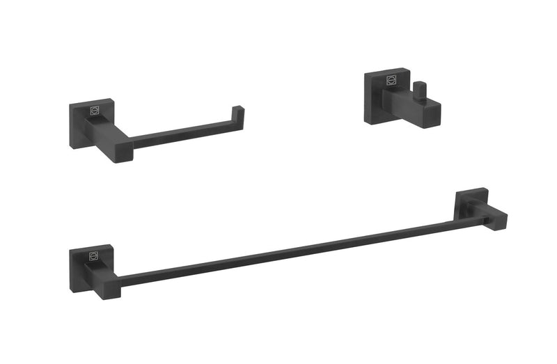 Elegant Lighting HWB-12S3HMBK 3-Piece Bathroom Hardware Set, Matte Black