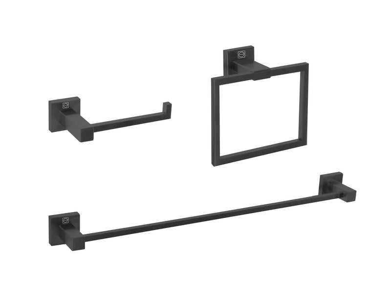 Elegant Lighting HWB-12S3RMBK 3-Piece Bathroom Hardware Set, Matte Black