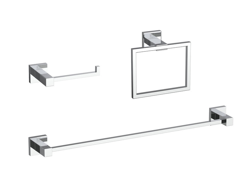 Elegant Lighting HWB-12S3RPCH 3-Piece Bathroom Hardware Set, Chrome