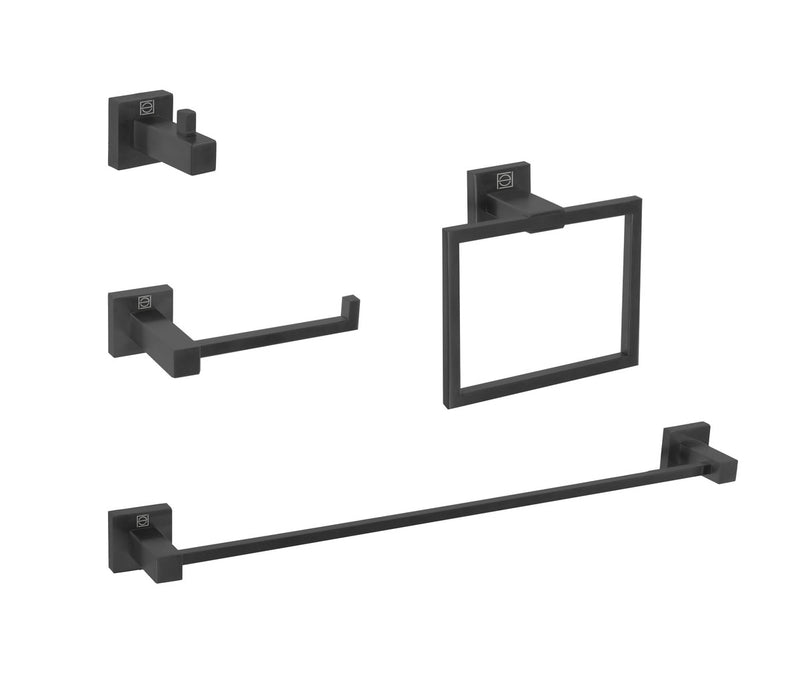Elegant Lighting HWB-12S4MBK 4-Piece Bathroom Hardware Set, Matte Black