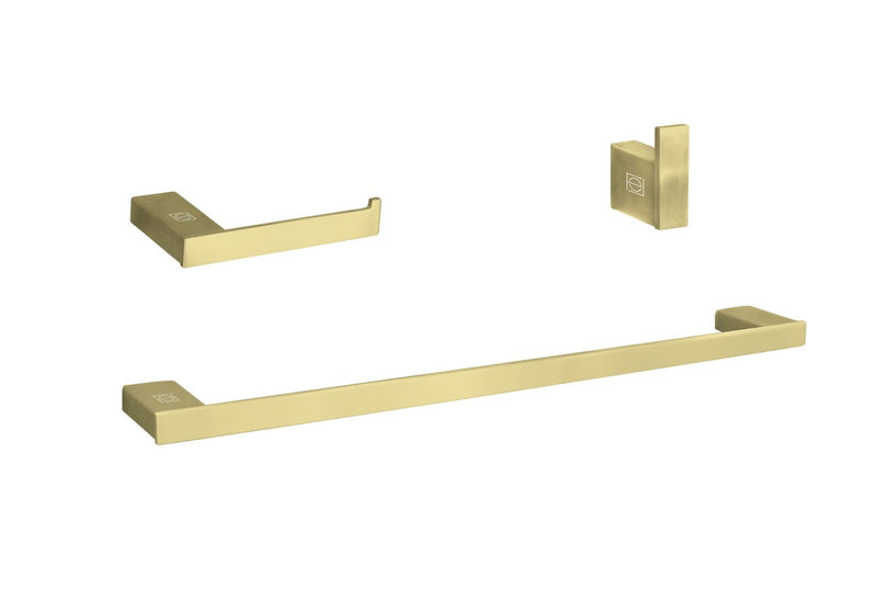 Elegant Lighting HWB-13S3HBGD 3-Piece Bathroom Hardware Set, Brushed Gold