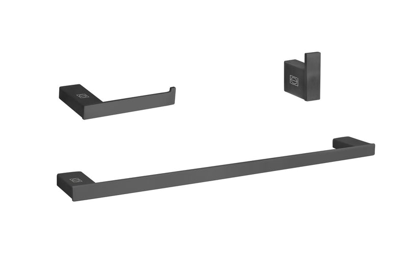 Elegant Lighting HWB-13S3HMBK 3-Piece Bathroom Hardware Set, Matte Black
