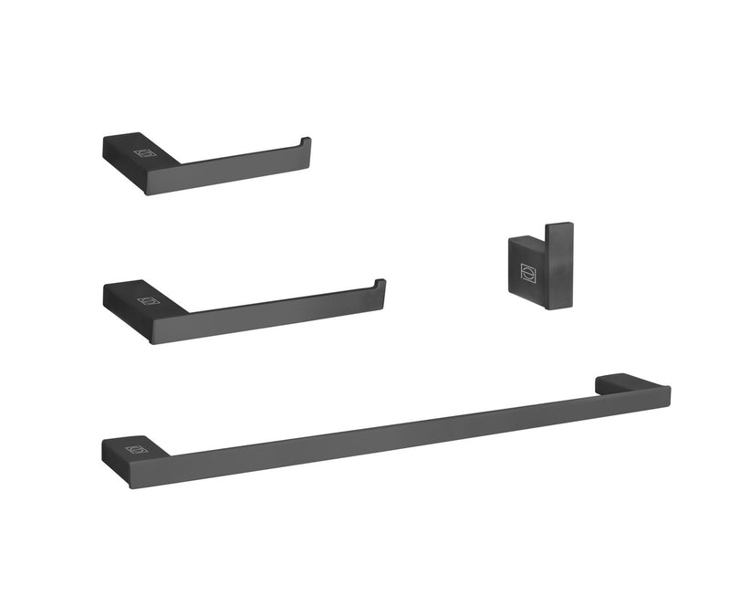 Elegant Lighting HWB-13S4MBK 4-Piece Bathroom Hardware Set, Matte Black