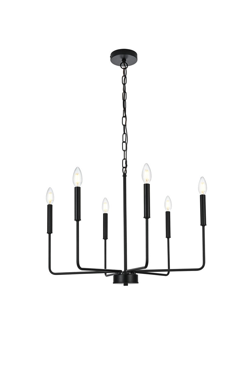 Elegant Lighting LD740D26BK Six Light Pendant, Black