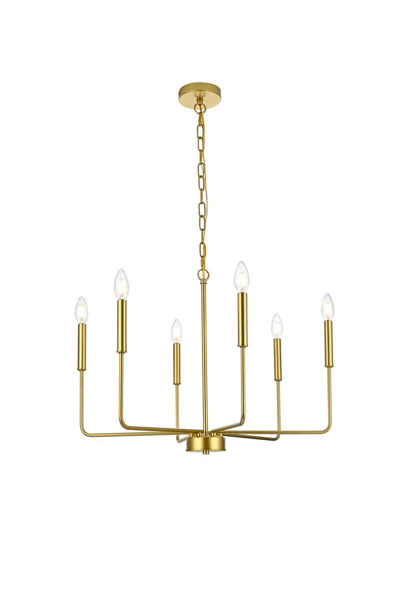Elegant Lighting LD740D26BRA Six Light Pendant, Brass