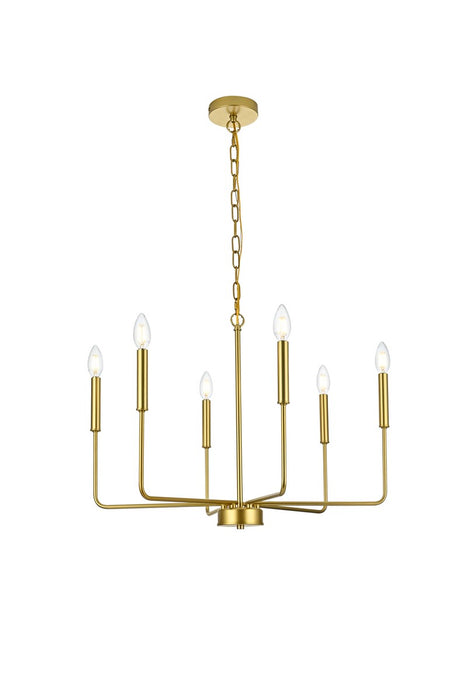 Elegant Lighting LD740D26BRA Six Light Pendant, Brass