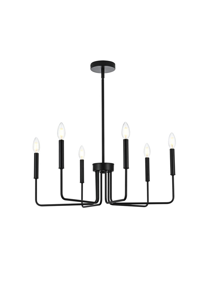 Elegant Lighting LD742D26BK Six Light Pendant, Black