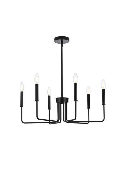 Elegant Lighting LD742D26BK Six Light Pendant, Black
