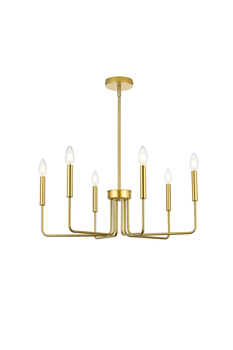 Elegant Lighting LD742D26BRA Six Light Pendant, Brass