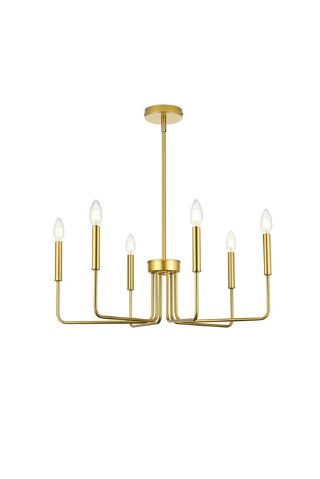 Elegant Lighting LD742D26BRA Six Light Pendant, Brass