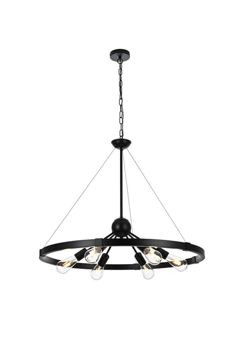 Elegant Lighting LD746D32BK Six Light Pendant, Black