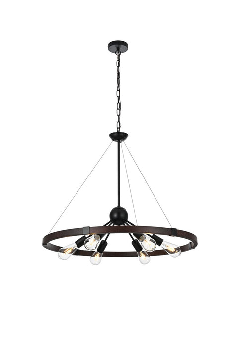 Elegant Lighting LD746D32BWD Six Light Pendant, Black