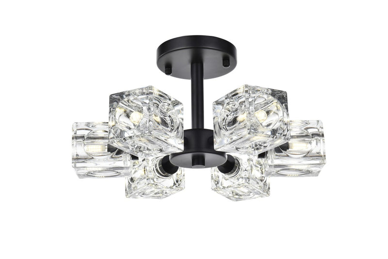 Elegant Lighting LD920F14BK Six Light Flush Mount, Black
