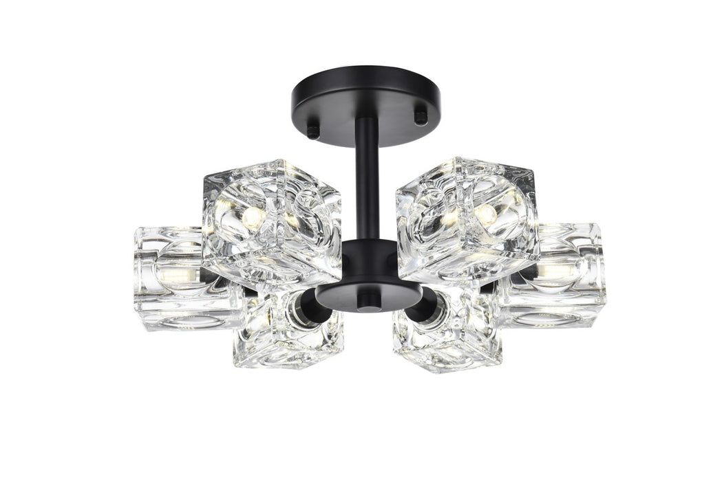 Elegant Lighting LD920F14BK Six Light Flush Mount, Black