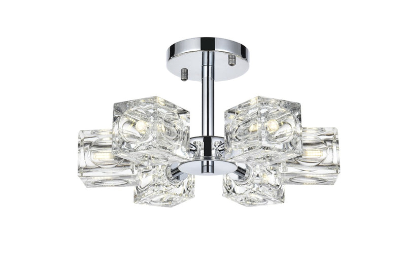 Elegant Lighting LD920F14C Six Light Flush Mount, Chrome