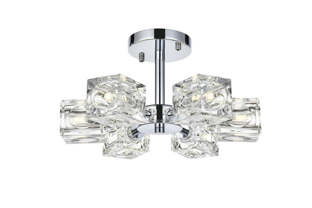 Elegant Lighting LD920F14C Six Light Flush Mount, Chrome