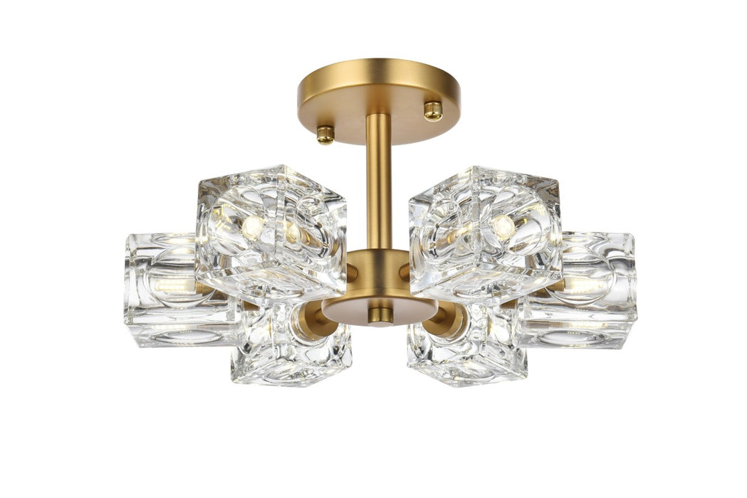 Elegant Lighting LD920F14SG Six Light Flush Mount, Satin Gold