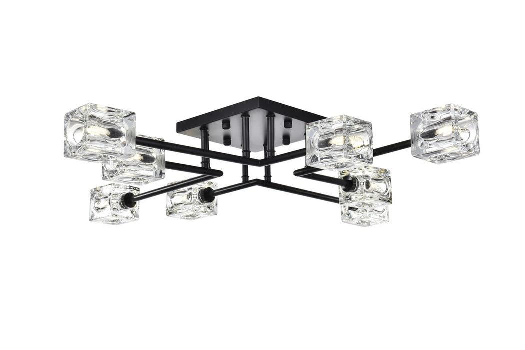 Elegant Lighting LD920F32BK Eight Light Flush Mount, Black