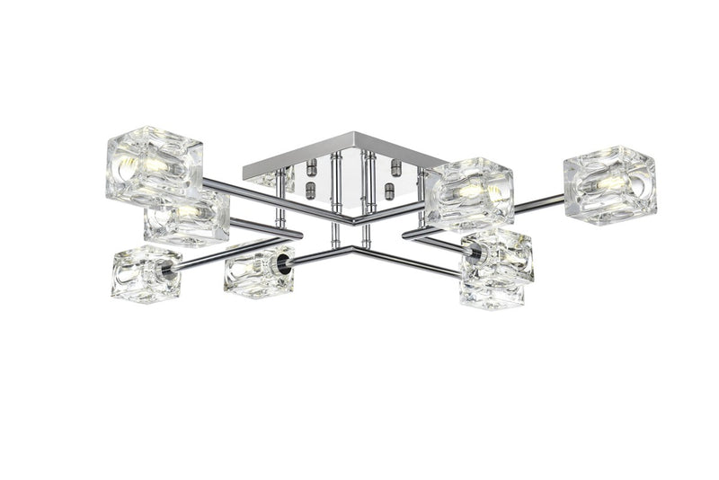 Elegant Lighting LD920F32C Eight Light Flush Mount, Chrome