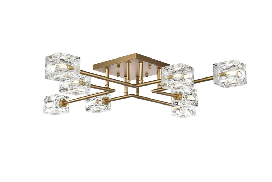 Elegant Lighting LD920F32SG Eight Light Flush Mount, Satin Gold