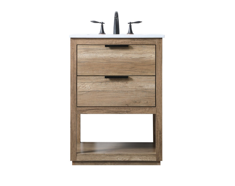 Elegant Lighting VF19224NT SIngle Bathroom Vanity, Natural Oak