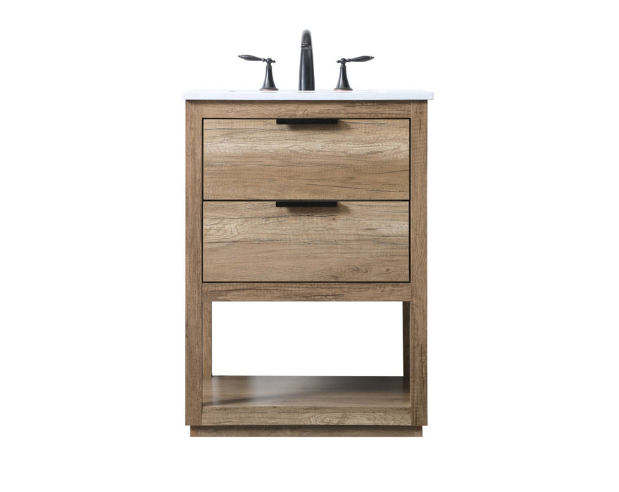 Elegant Lighting VF19224NT SIngle Bathroom Vanity, Natural Oak