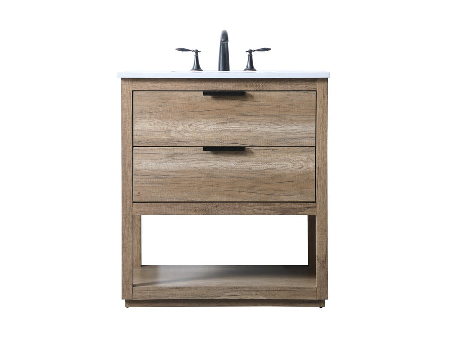 Elegant Lighting VF19230NT SIngle Bathroom Vanity, Natural Oak