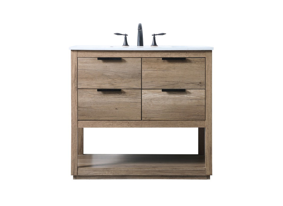 Elegant Lighting VF19236NT SIngle Bathroom Vanity, Natural Oak
