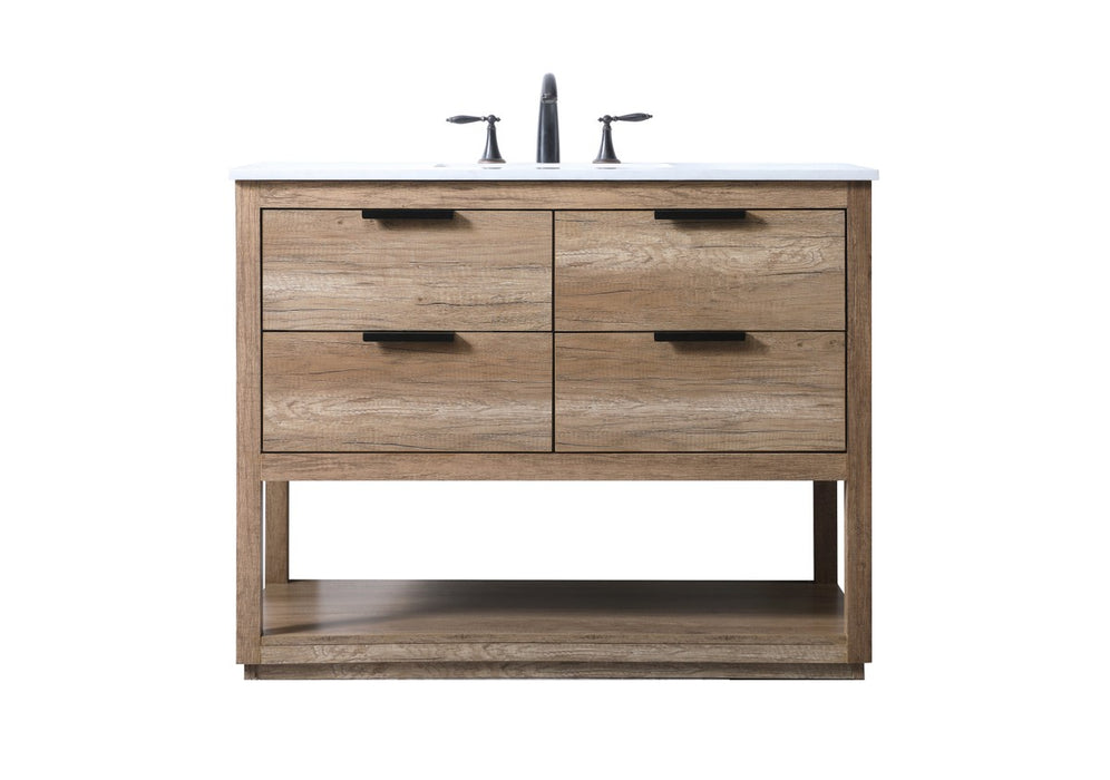 Elegant Lighting VF19242NT SIngle Bathroom Vanity, Natural Oak