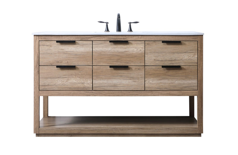 Elegant Lighting VF19254NT SIngle Bathroom Vanity, Natural Oak