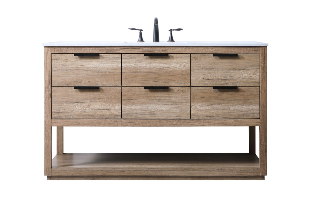 Elegant Lighting VF19254NT SIngle Bathroom Vanity, Natural Oak
