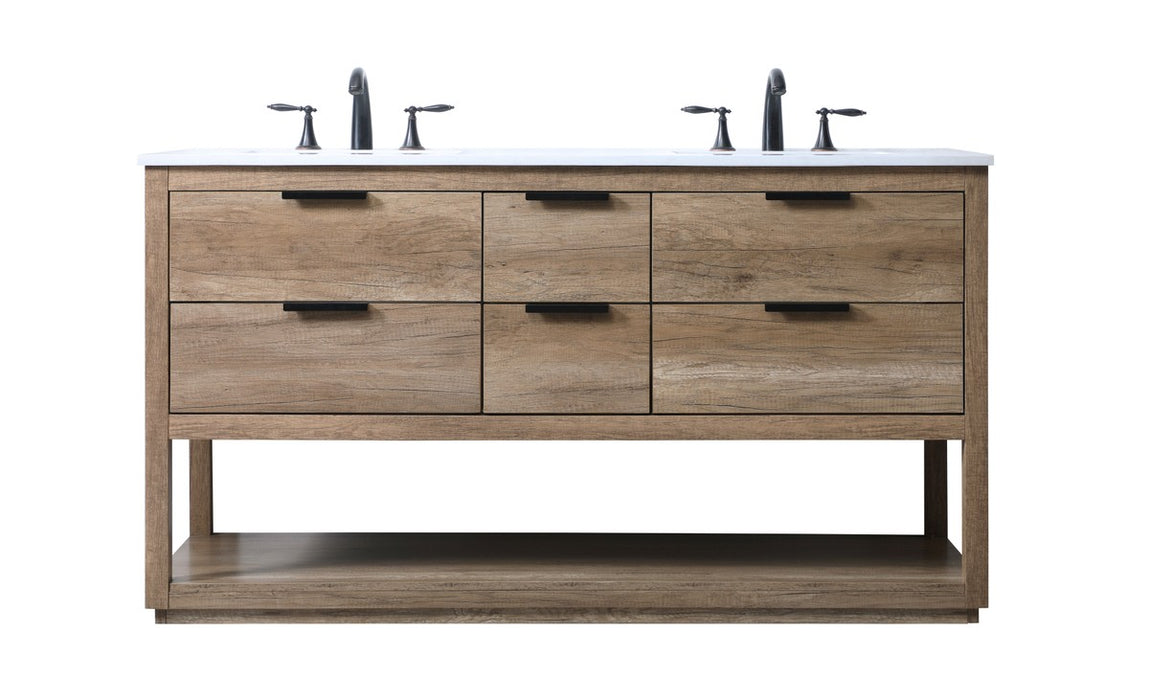 Elegant Lighting VF19260DNT Double Bathroom Vanity, Natural Oak