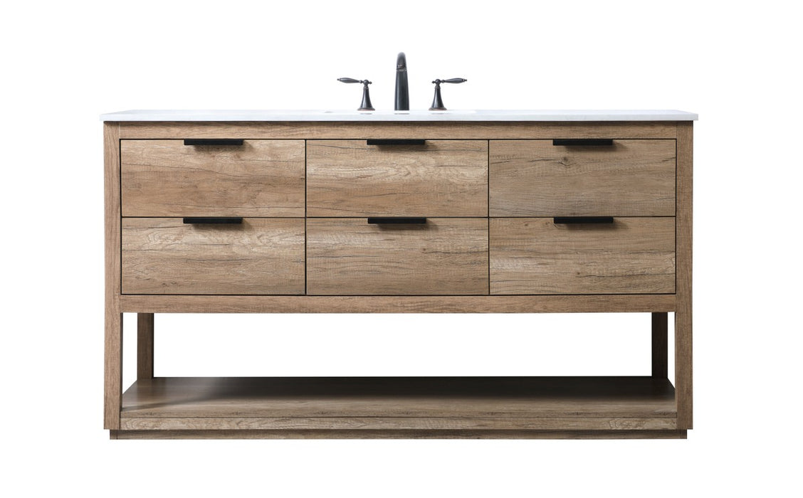 Elegant Lighting VF19260NT SIngle Bathroom Vanity, Natural Oak