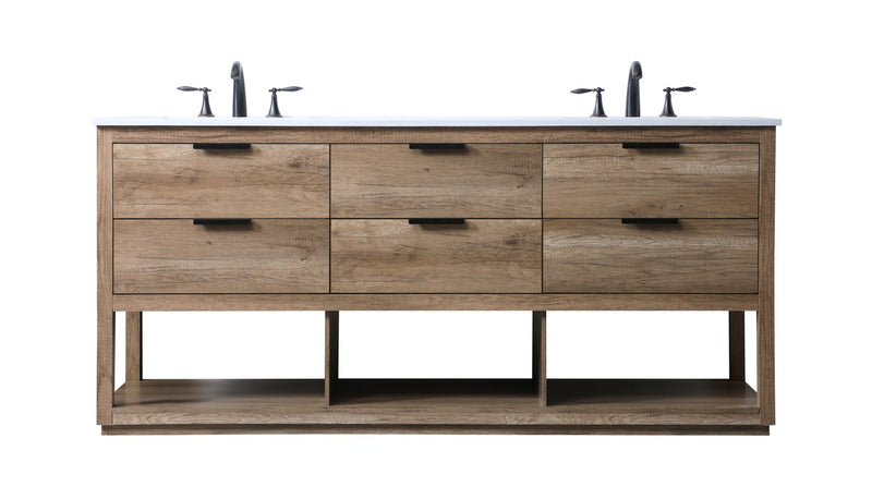 Elegant Lighting VF19272DNT Double Bathroom Vanity, Natural Oak