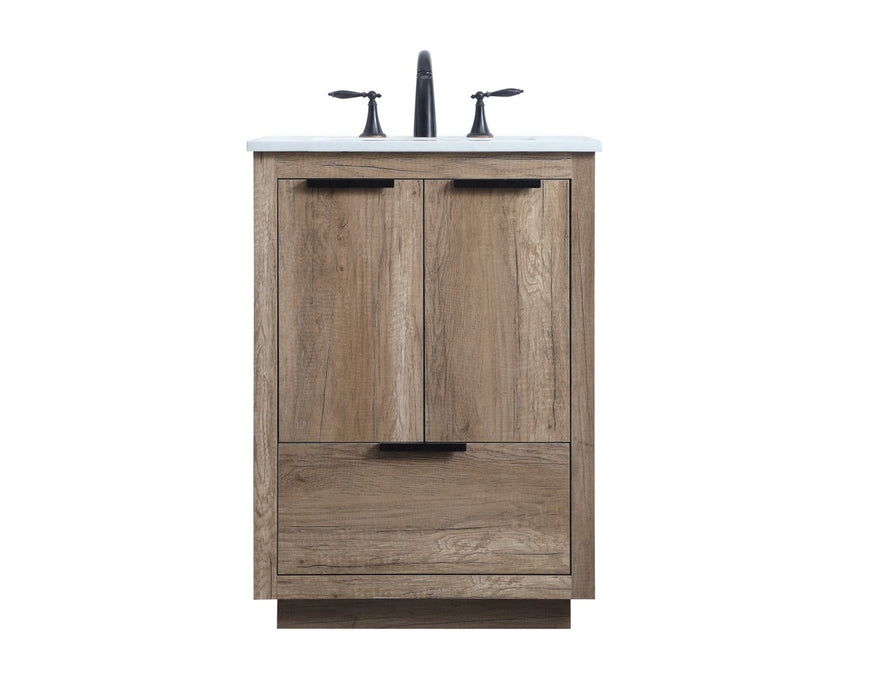 Elegant Lighting VF19424NT SIngle Bathroom Vanity, Natural Oak