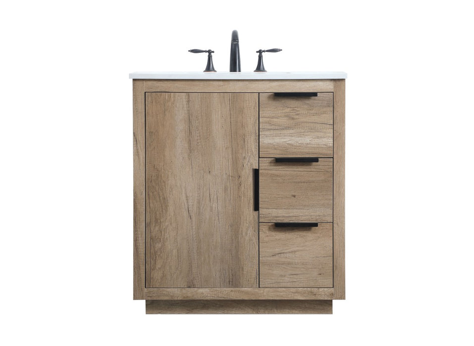 Elegant Lighting VF19430NT SIngle Bathroom Vanity, Natural Oak