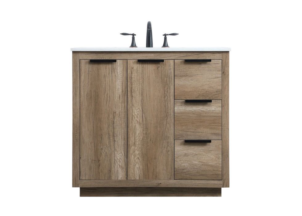 Elegant Lighting VF19436NT SIngle Bathroom Vanity, Natural Oak
