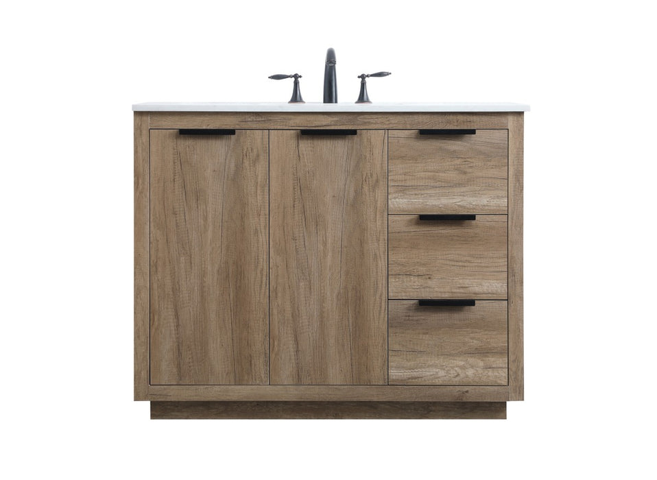 Elegant Lighting VF19442NT SIngle Bathroom Vanity, Natural Oak