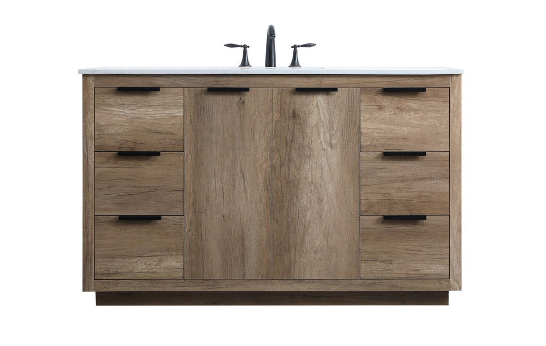 Elegant Lighting VF19454NT SIngle Bathroom Vanity, Natural Oak