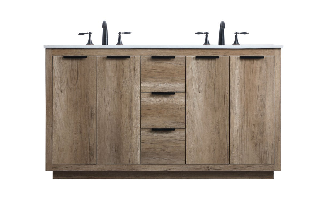 Elegant Lighting VF19460DNT Double Bathroom Vanity, Natural Oak
