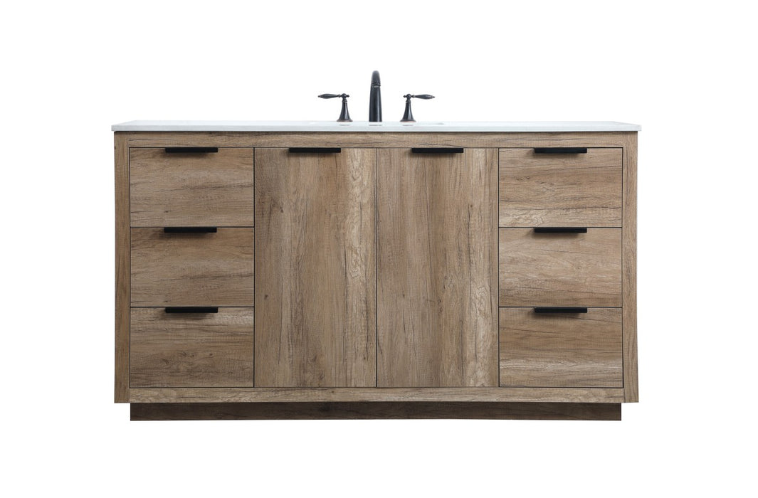 Elegant Lighting VF19460NT SIngle Bathroom Vanity, Natural Oak